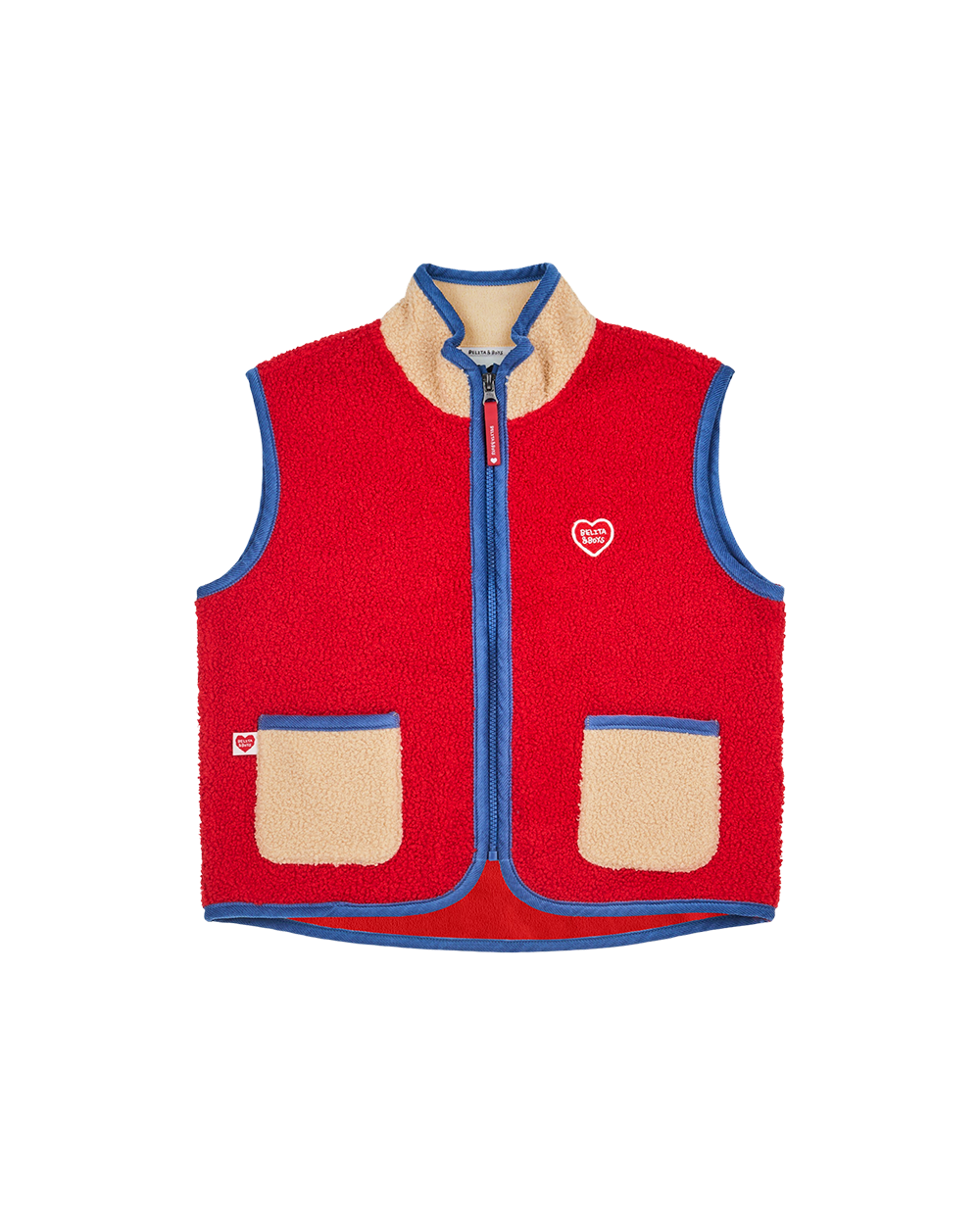 Red BB Heart Color Block Dumble Fleece Vest