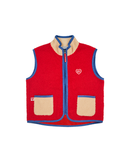 Red BB Heart Color Block Dumble Fleece Vest