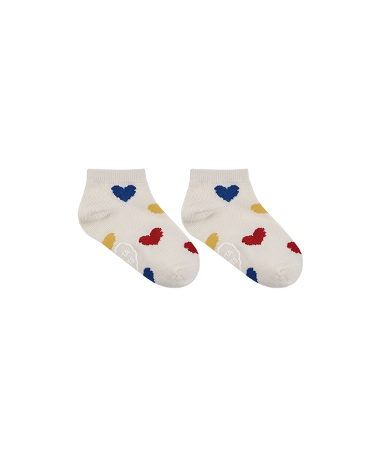 Cream BB Heart Jacquard Socks