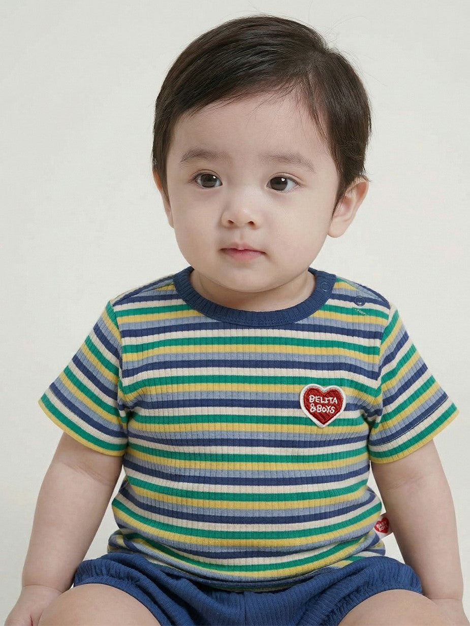 [BABY SET] Blue Colorful Stripe Short One Mile