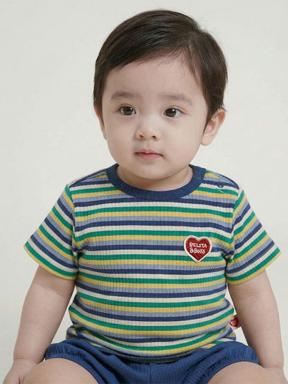 [BABY SET] Blue Colorful Stripe Short One Mile