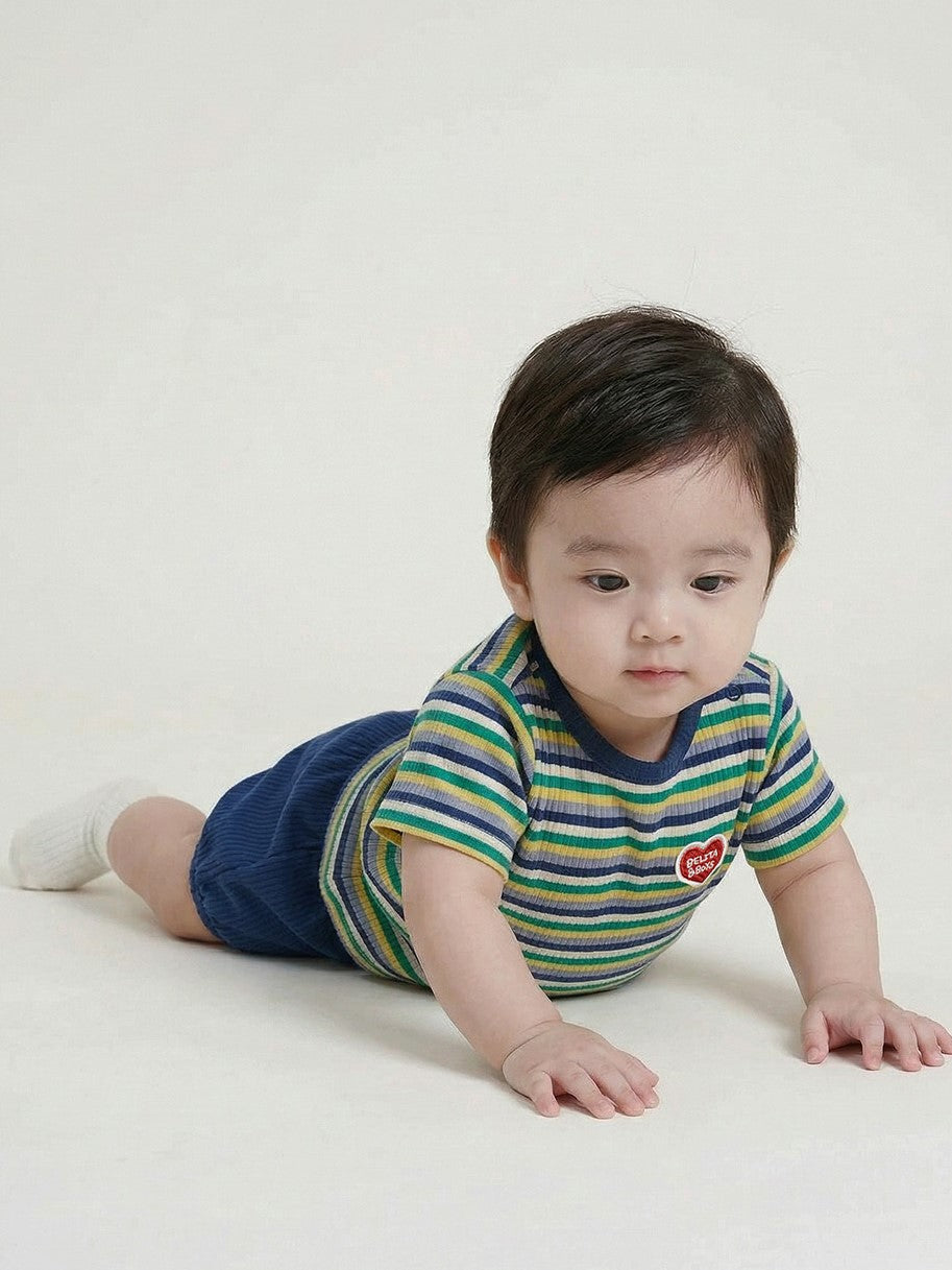 [BABY SET] Blue Colorful Stripe Short One Mile