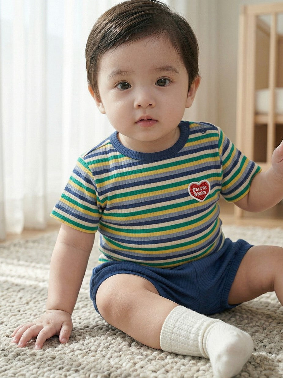 [BABY SET] Blue Colorful Stripe Short One Mile
