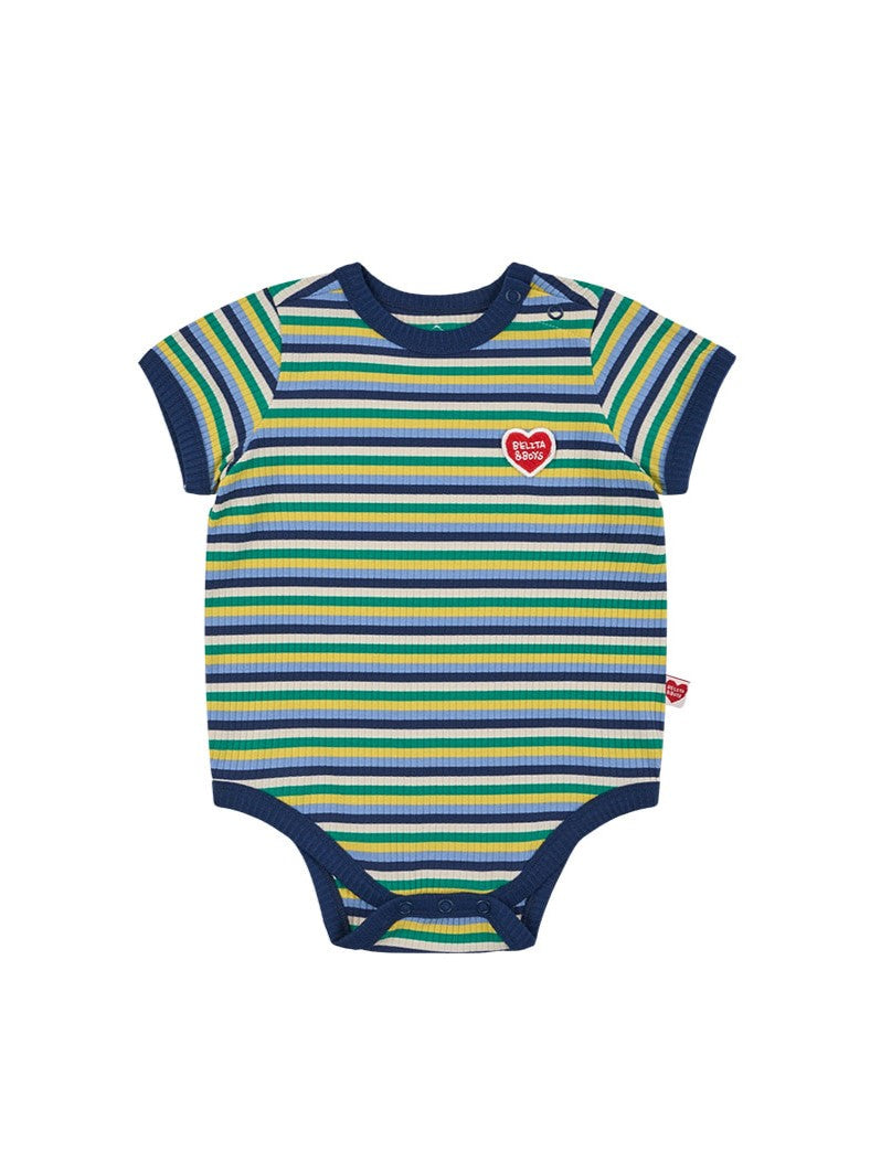 BABY Blue Colorful Stripe Short Bodysuit