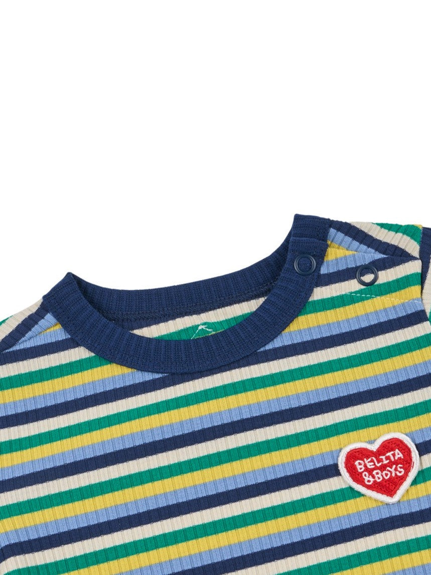 BABY Blue Colorful Stripe Short Bodysuit