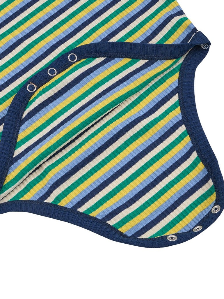 BABY Blue Colorful Stripe Short Bodysuit