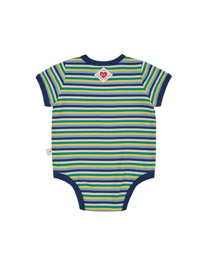 BABY Blue Colorful Stripe Short Bodysuit