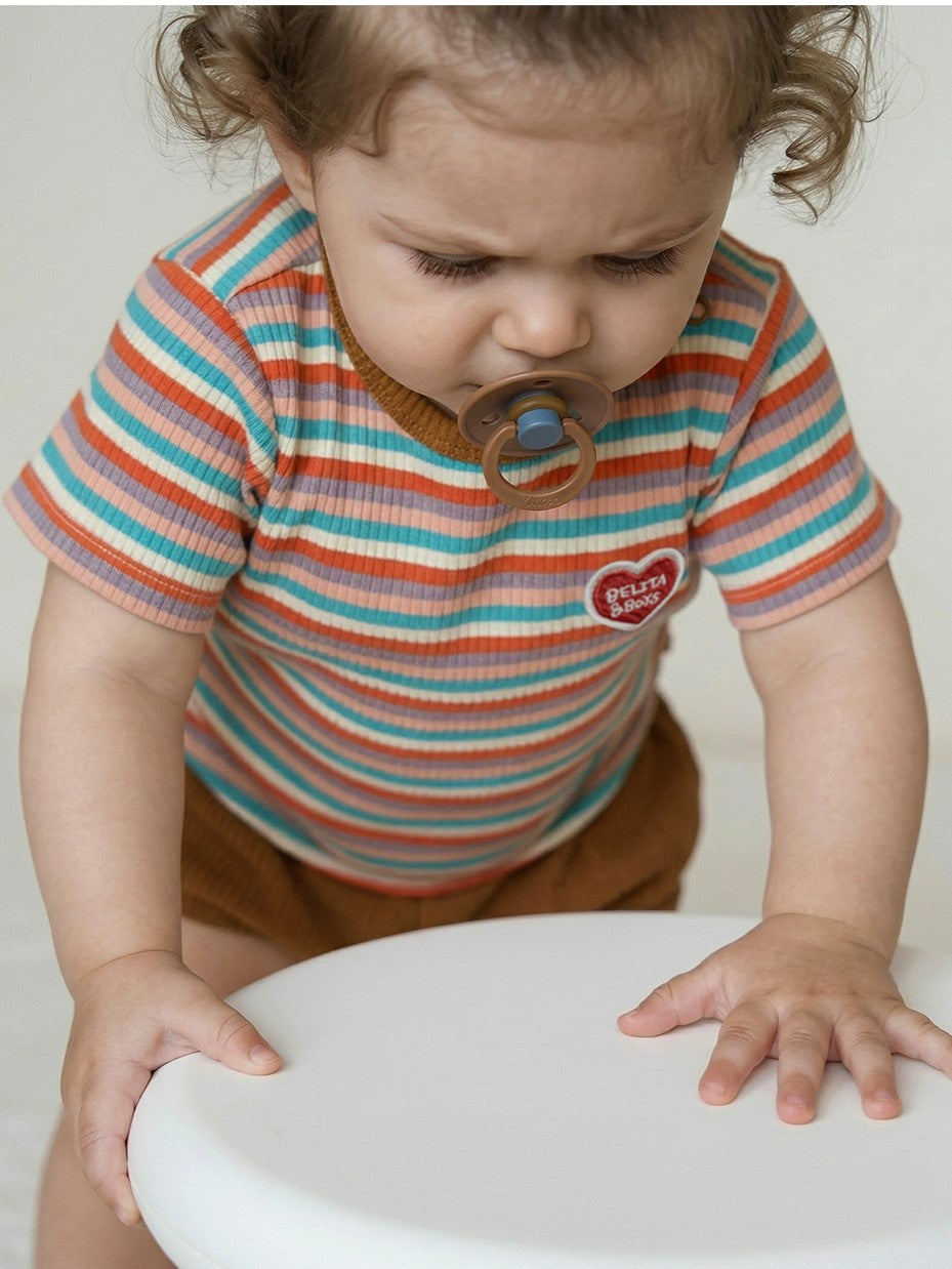 [BABY SET] Brown Colorful Stripe Short One Mile