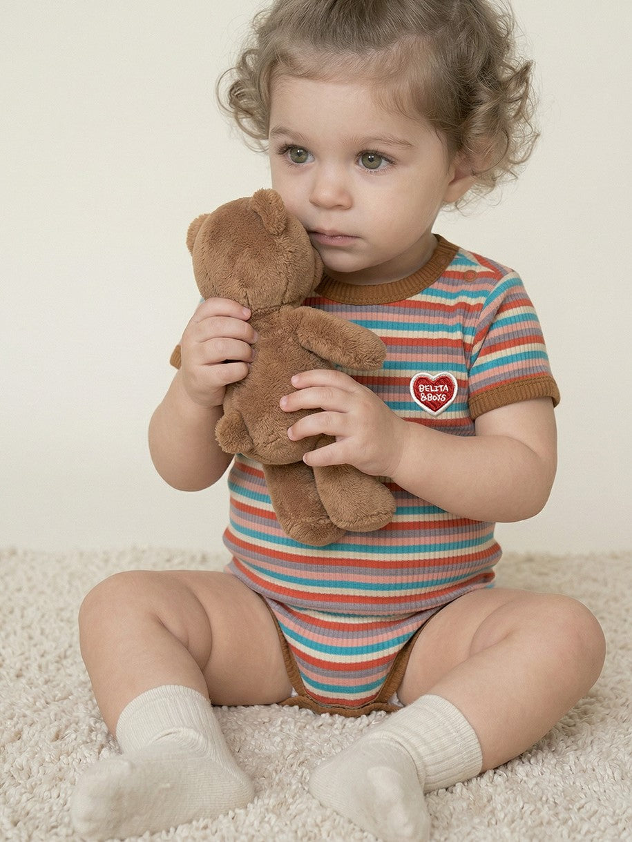 BABY Brown Colorful Stripe Short Bodysuit