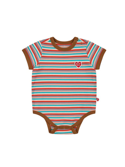 BABY Brown Colorful Stripe Short Bodysuit