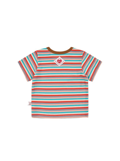 [BABY SET] Brown Colorful Stripe Short One Mile