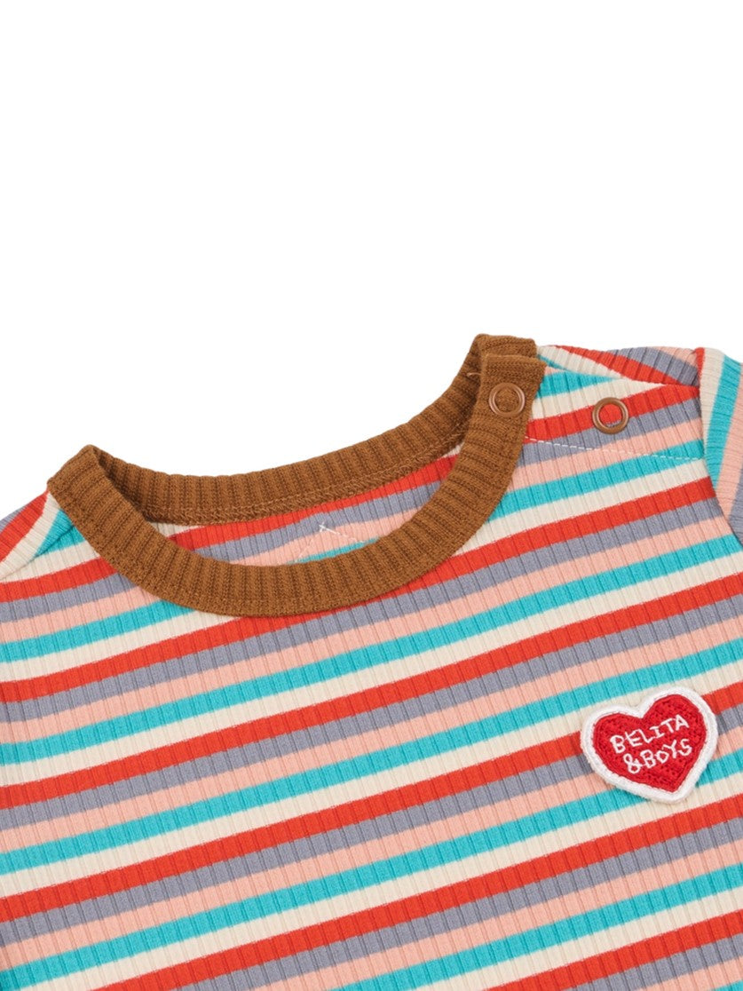 BABY Brown Colorful Stripe Short Bodysuit