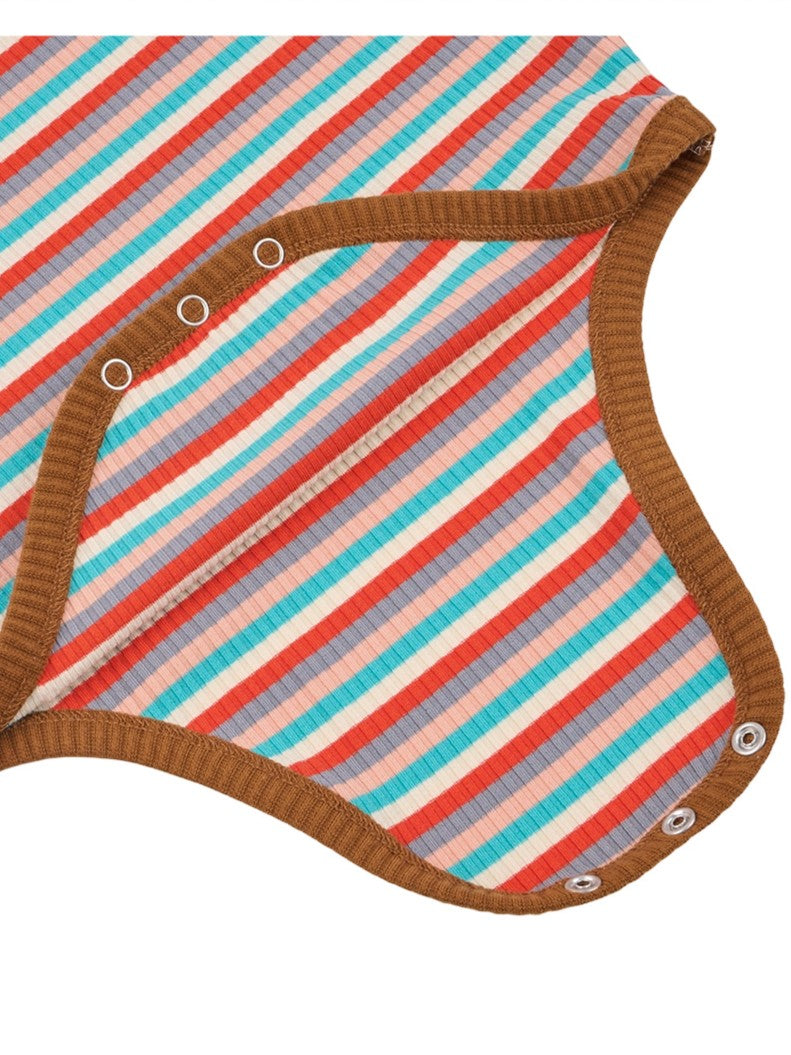 BABY Brown Colorful Stripe Short Bodysuit