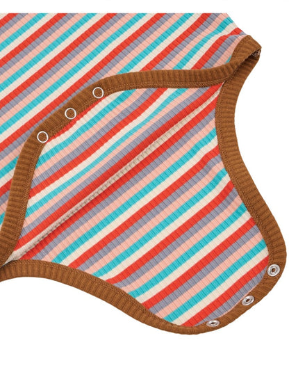 BABY Brown Colorful Stripe Short Bodysuit