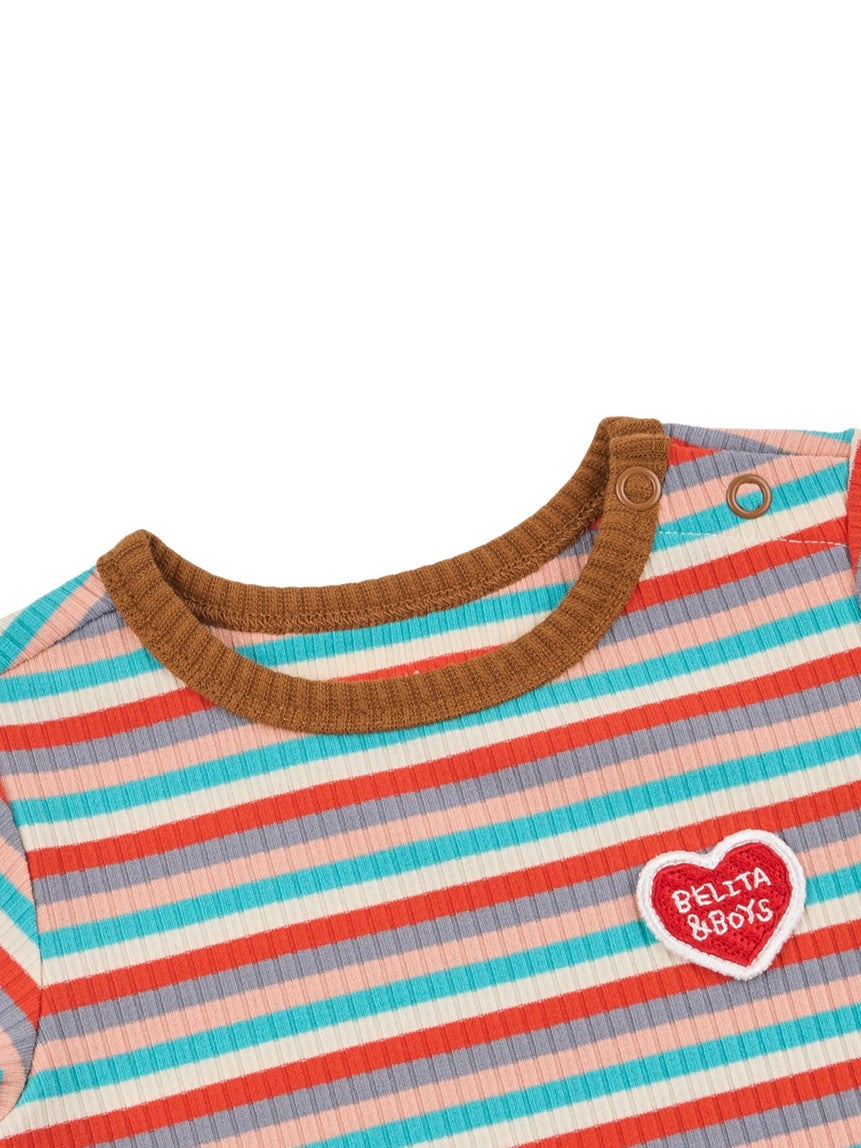 [BABY SET] Brown Colorful Stripe Short One Mile