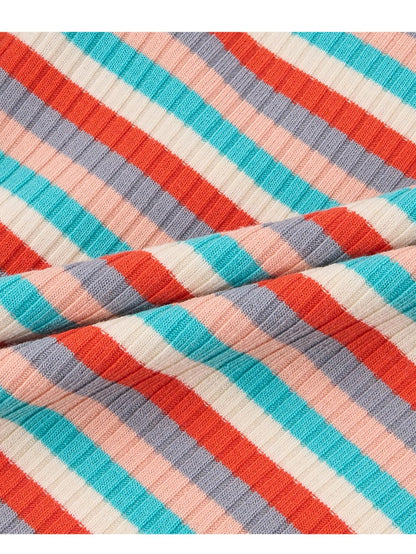 BABY Brown Colorful Stripe Short Bodysuit