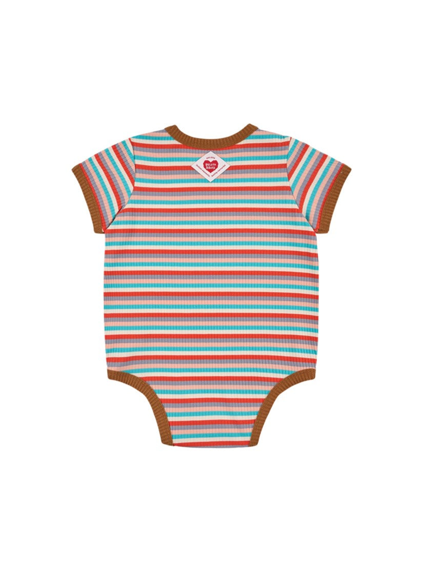 BABY Brown Colorful Stripe Short Bodysuit