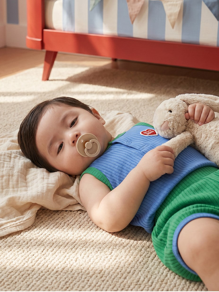[BABY SET] Blue BB Heart Two-Tone Sleeveless One Mile