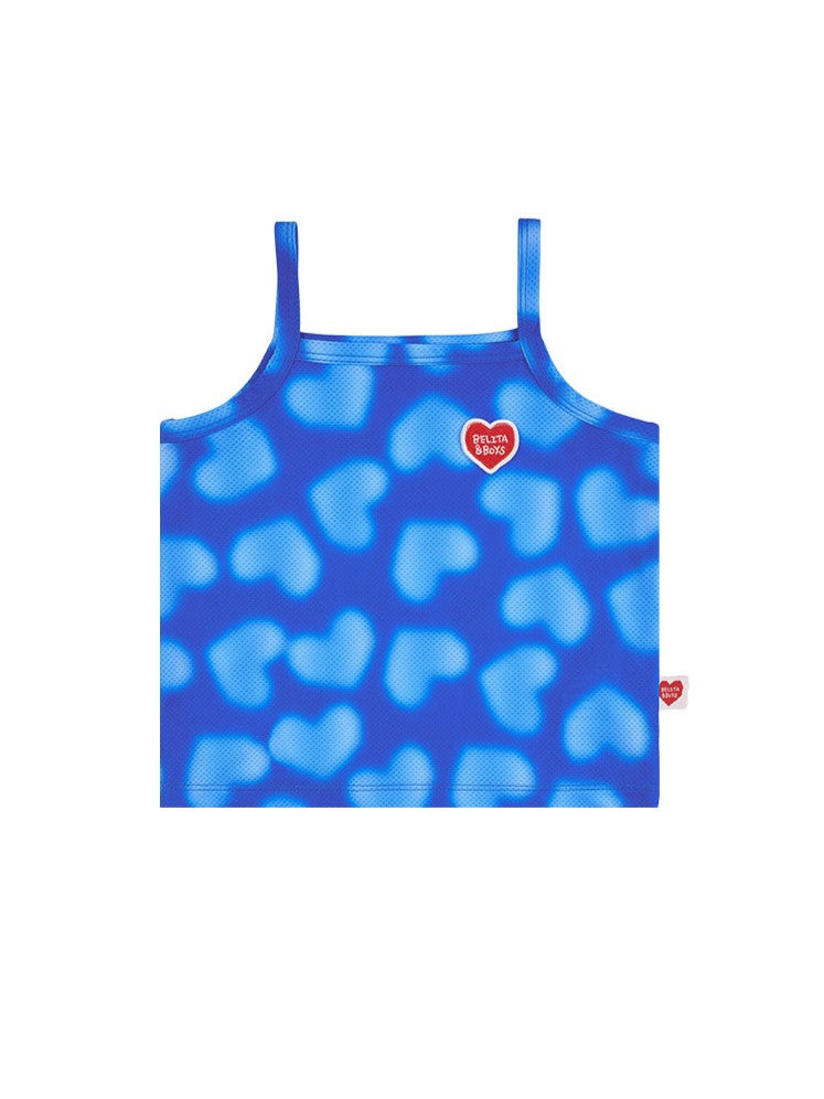 [BABY SET] Blue Water Dye Heart Pattern Mesh Sleeveless Shorts