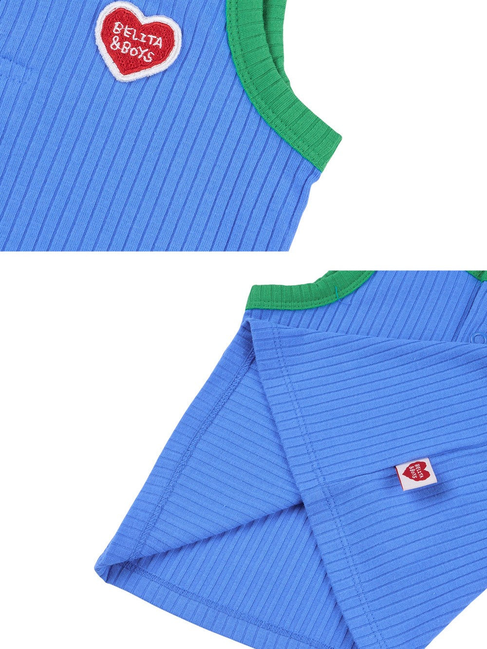 [BABY SET] Blue BB Heart Two-Tone Sleeveless One Mile