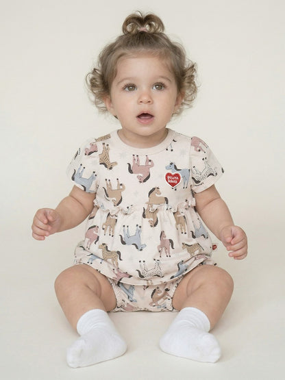 [BABY GIRL SET] Light Pink Horse Pattern Blouse & Shorts