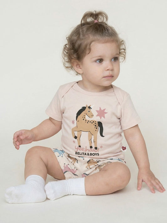 [BABY SET] Light Pink Horse Point Pattern Shorts