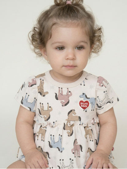 [BABY GIRL SET] Light Pink Horse Pattern Blouse & Shorts