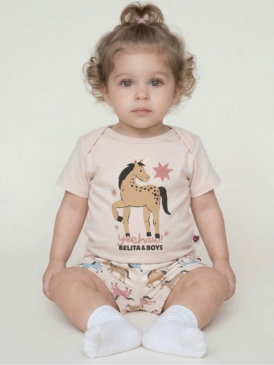 [BABY SET] Light Pink Horse Point Pattern Shorts
