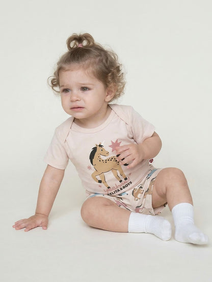 [BABY SET] Light Pink Horse Point Pattern Shorts