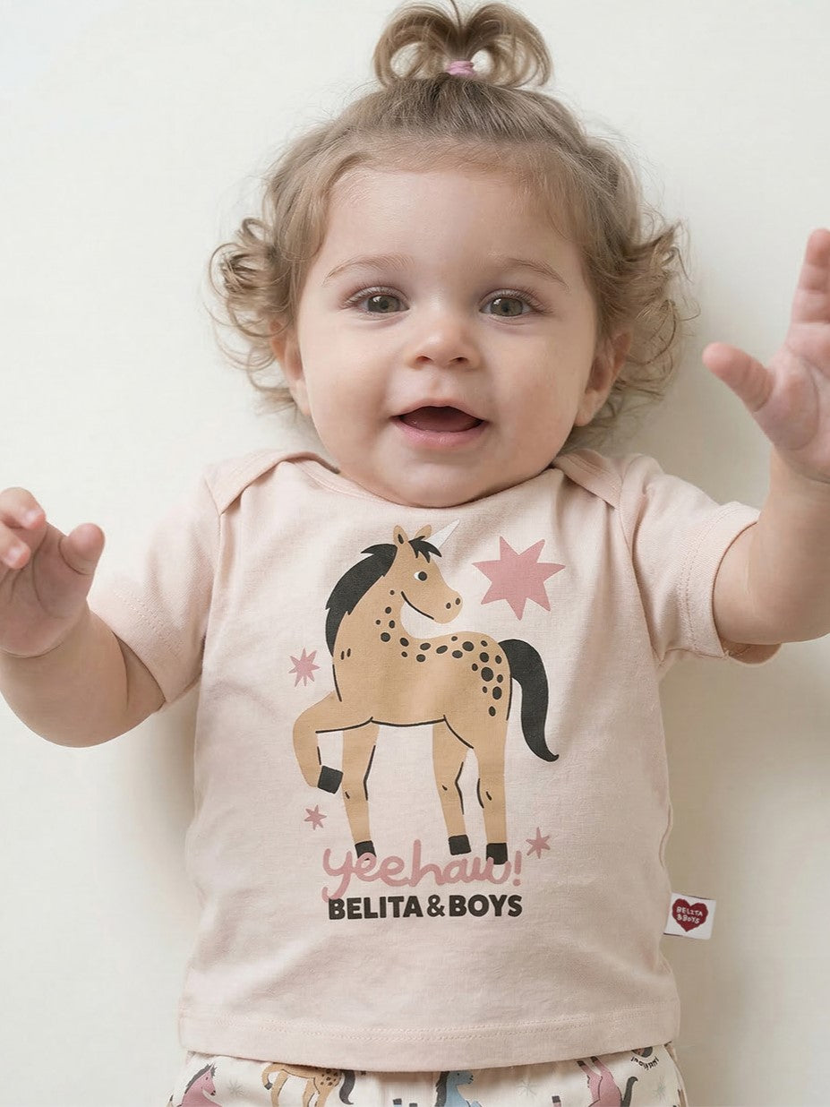 [BABY SET] Light Pink Horse Point Pattern Shorts