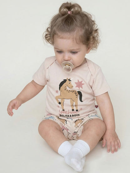 [BABY SET] Light Pink Horse Point Pattern Shorts