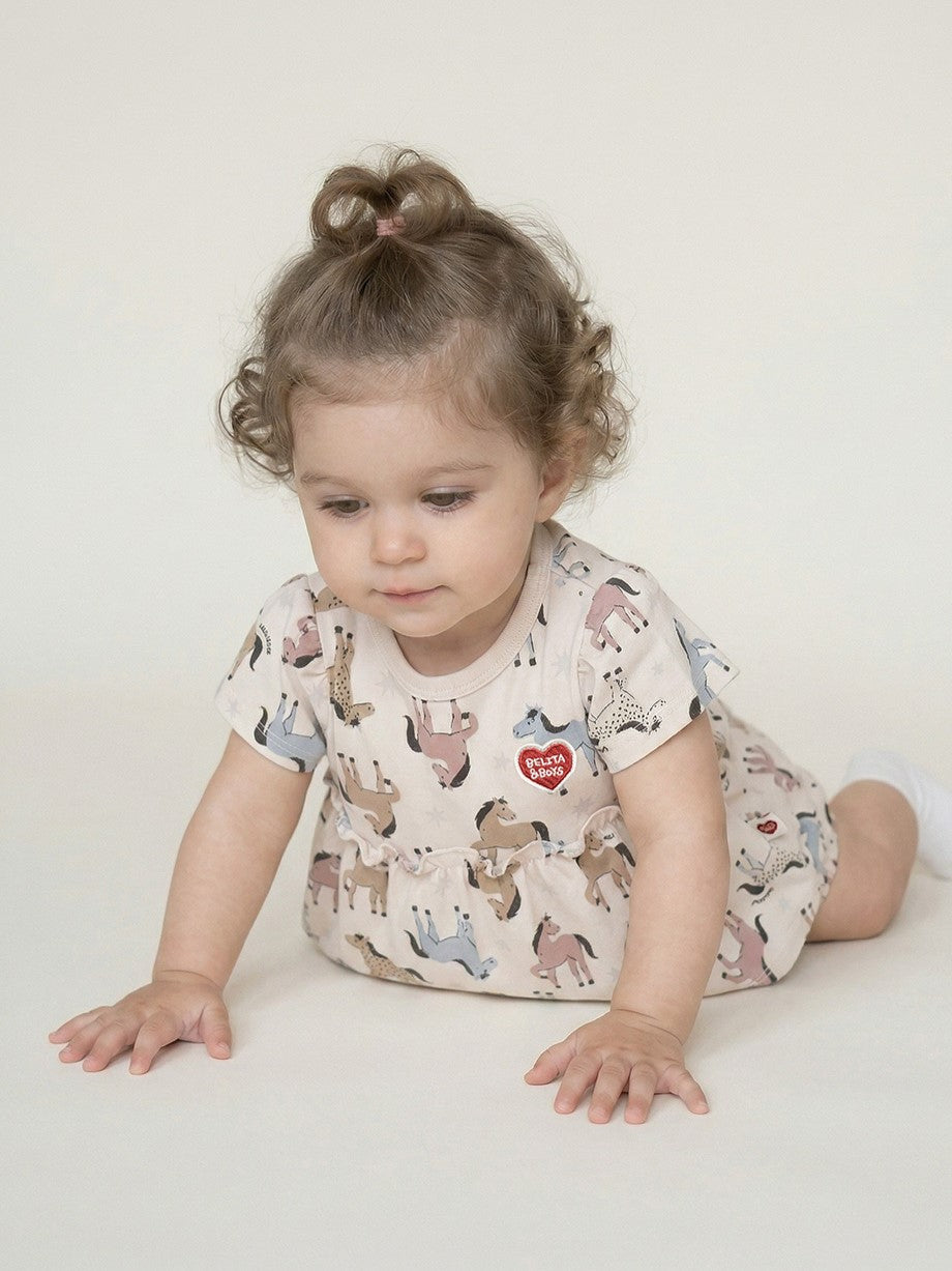 [BABY GIRL SET] Light Pink Horse Pattern Blouse & Shorts