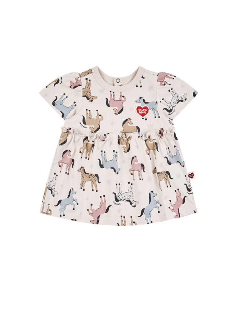 [BABY GIRL SET] Light Pink Horse Pattern Blouse & Shorts