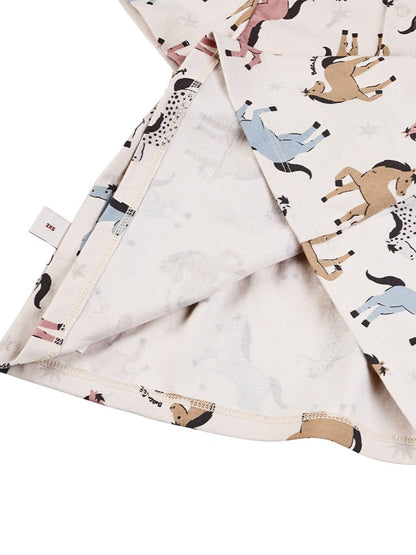 [BABY GIRL SET] Light Pink Horse Pattern Blouse & Shorts