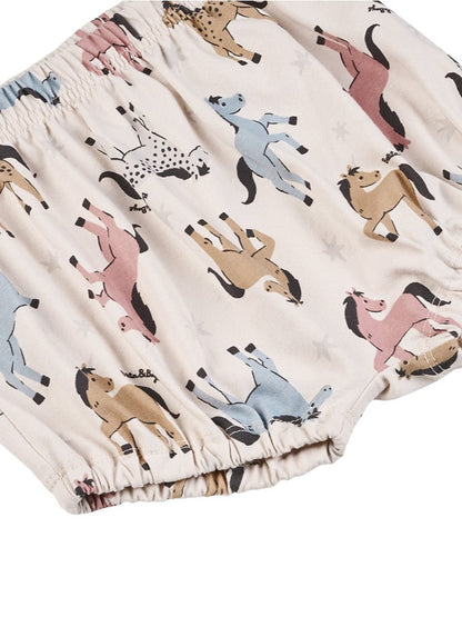 [BABY GIRL SET] Light Pink Horse Pattern Blouse & Shorts