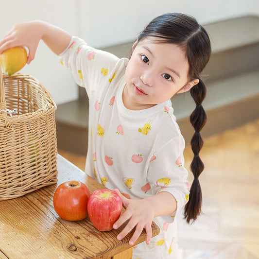 Apple Cat Rayon Set 애플캣 레이온편면 7부 상하세트