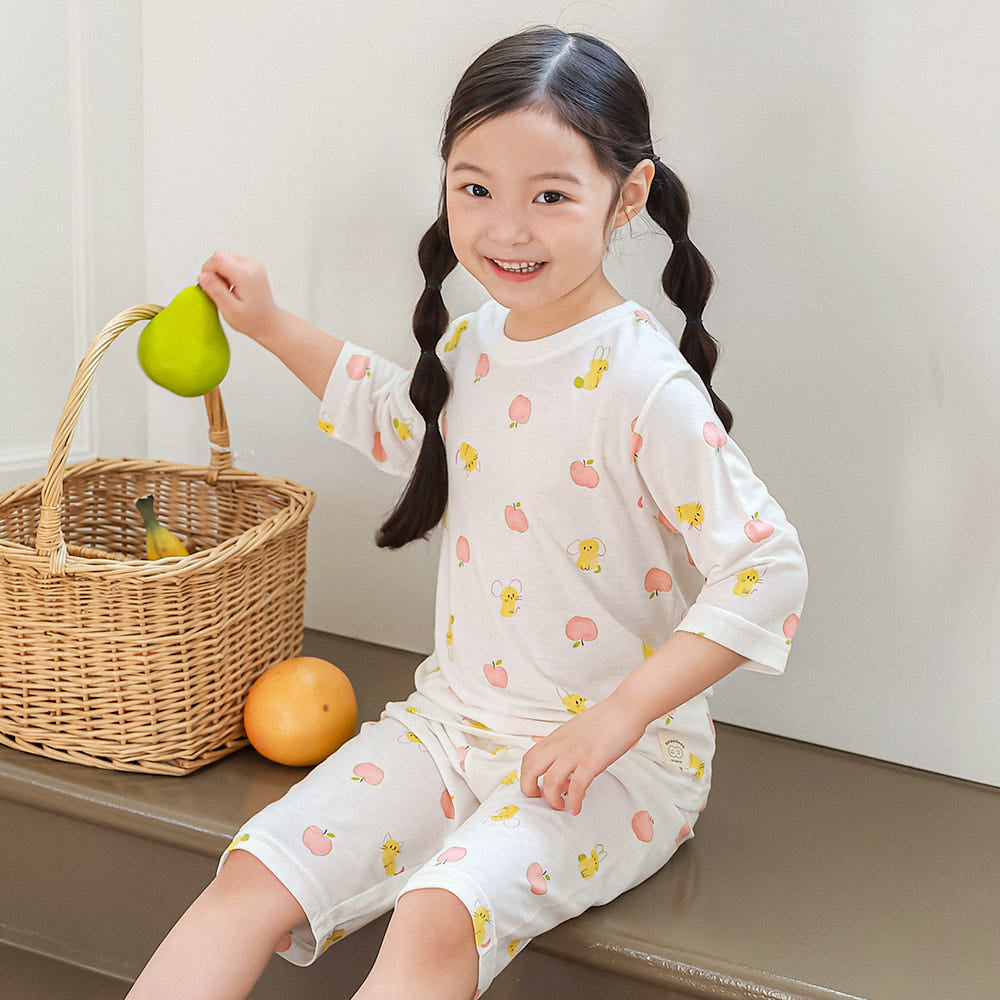 Apple Cat Rayon Set 애플캣 레이온편면 7부 상하세트