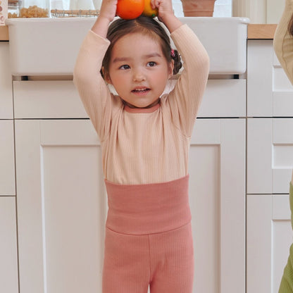 피치 배앓이 방지 9부 상하세트 Peach Olomimi Set