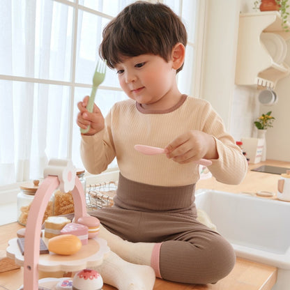 브라운 배앓이 방지 9부 상하세트 Brown Olomimi Set