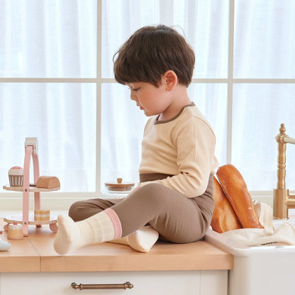 브라운 배앓이 방지 9부 상하세트 Brown Olomimi Set