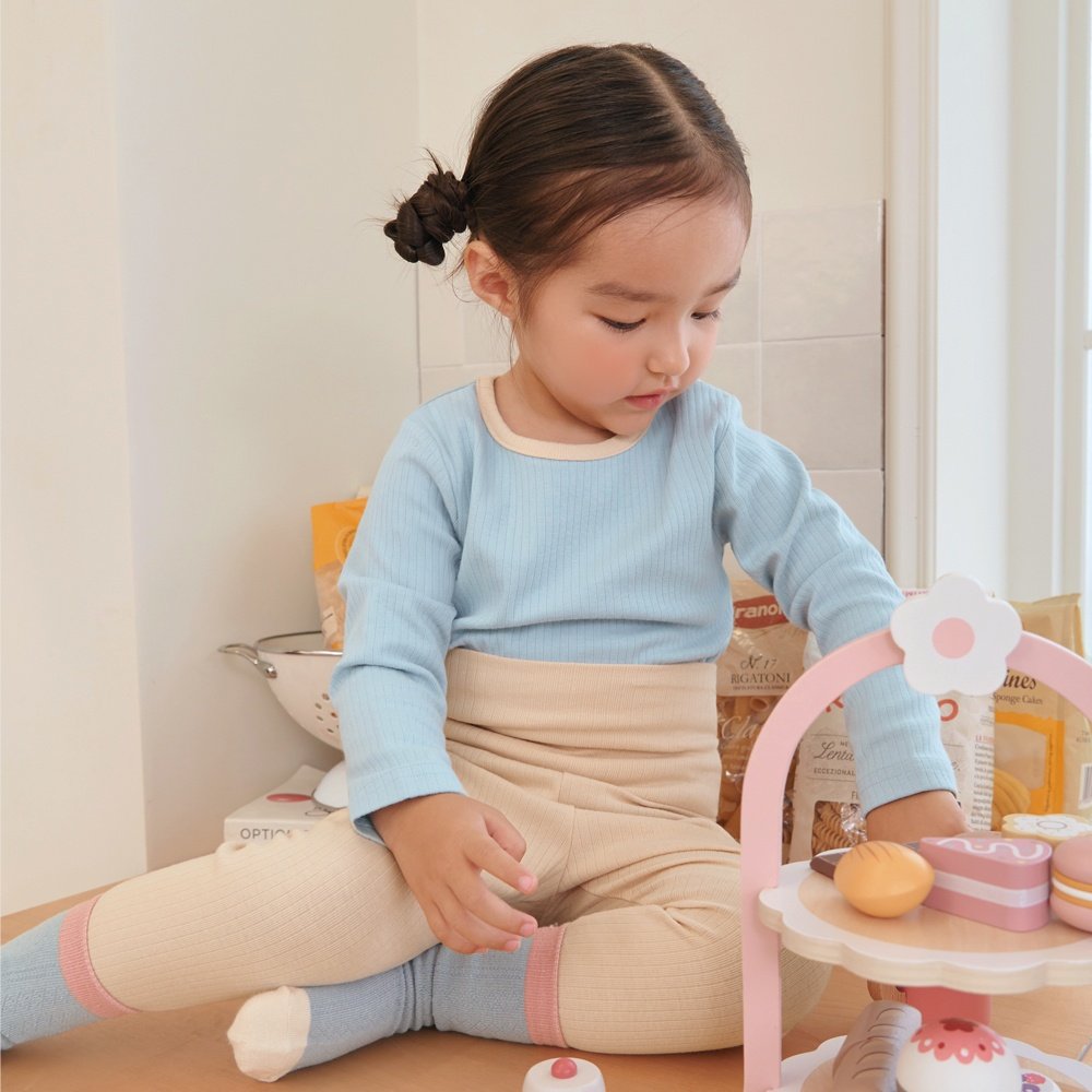 블루 배앓이 방지 9부 상하세트 Blue Olomimi Set