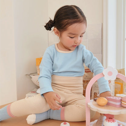 블루 배앓이 방지 9부 상하세트 Blue Olomimi Set