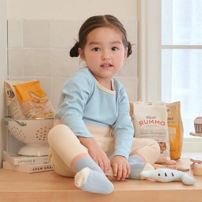 블루 배앓이 방지 9부 상하세트 Blue Olomimi Set