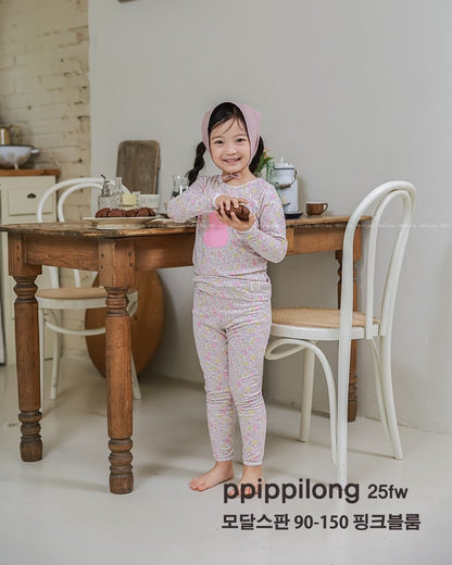 핑크블룸 모달스판 9부 상하세트 Pink  Bloom Modal Set