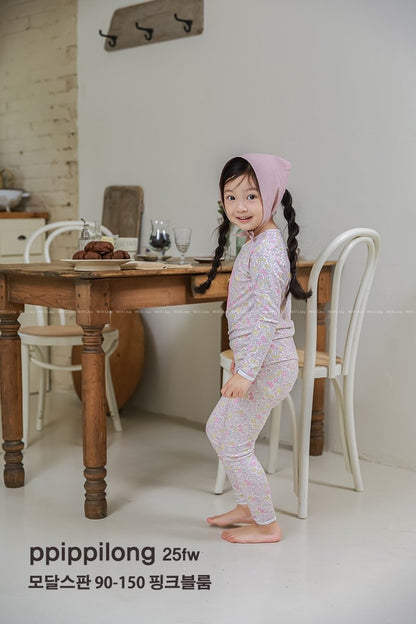 핑크블룸 모달스판 9부 상하세트 Pink  Bloom Modal Set