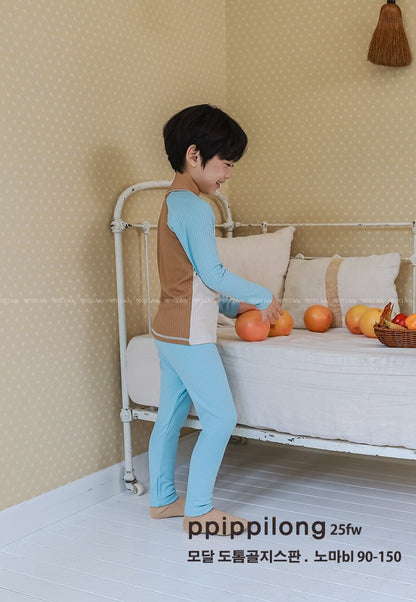 BL 모달 도톰 골지스판 9부 상하세트 Blue Modal Warm Set