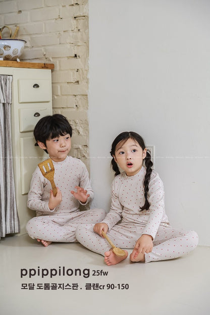 클랜CR 모달도톰 골지스판 9부 상하세트 Cream Modal Warm Set