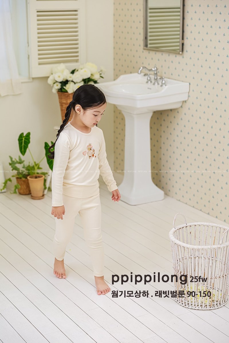 래빗벌룬 웜기모 9부 상하세트 Rabbit Balloon Warm Fleece Set