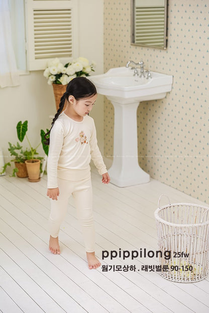 래빗벌룬 웜기모 9부 상하세트 Rabbit Balloon Warm Fleece Set