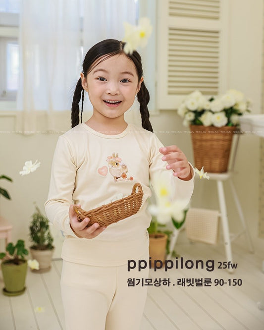 래빗벌룬 웜기모 9부 상하세트 Rabbit Balloon Warm Fleece Set